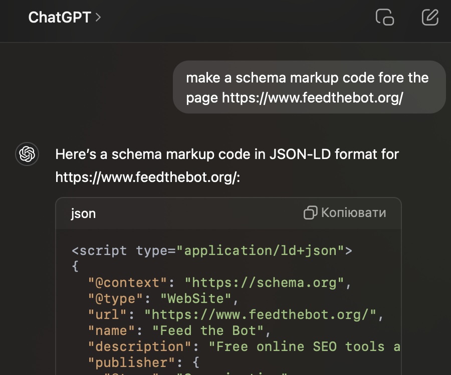 Chat GPT make a Structured Data Markup for the webpage 